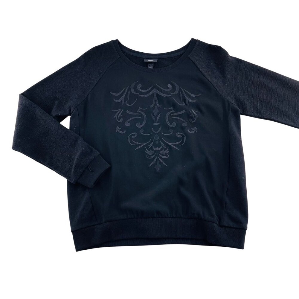 Massimo Black Embroidered Sweatshirt M/M Womens 100% Cotton‎ Long Sleeve